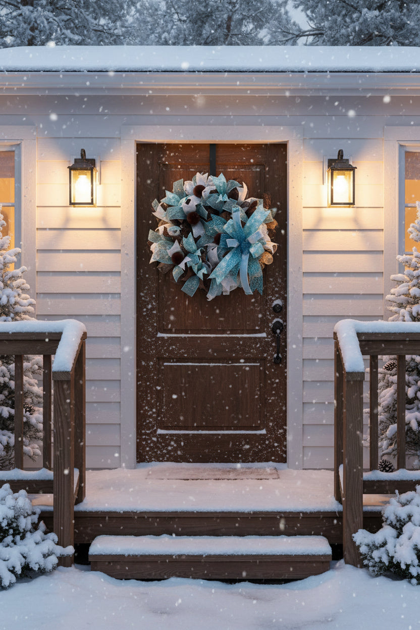 Frosted Cocoa | Ice Blue & Chocolate Winter Wreath