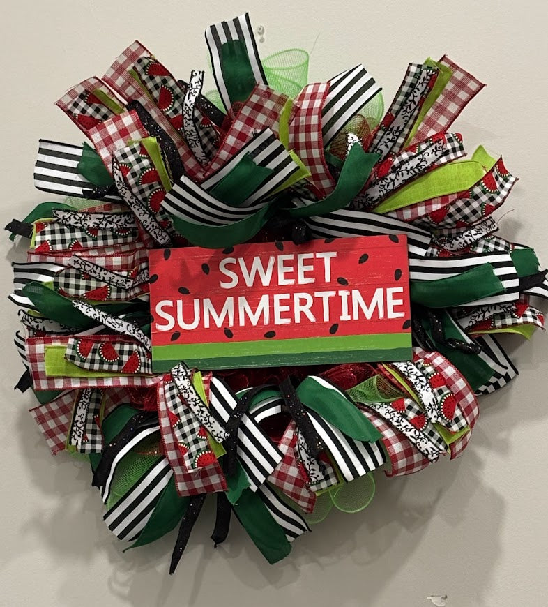 Sweet Summertime Watermelon Deco Mesh Wreath