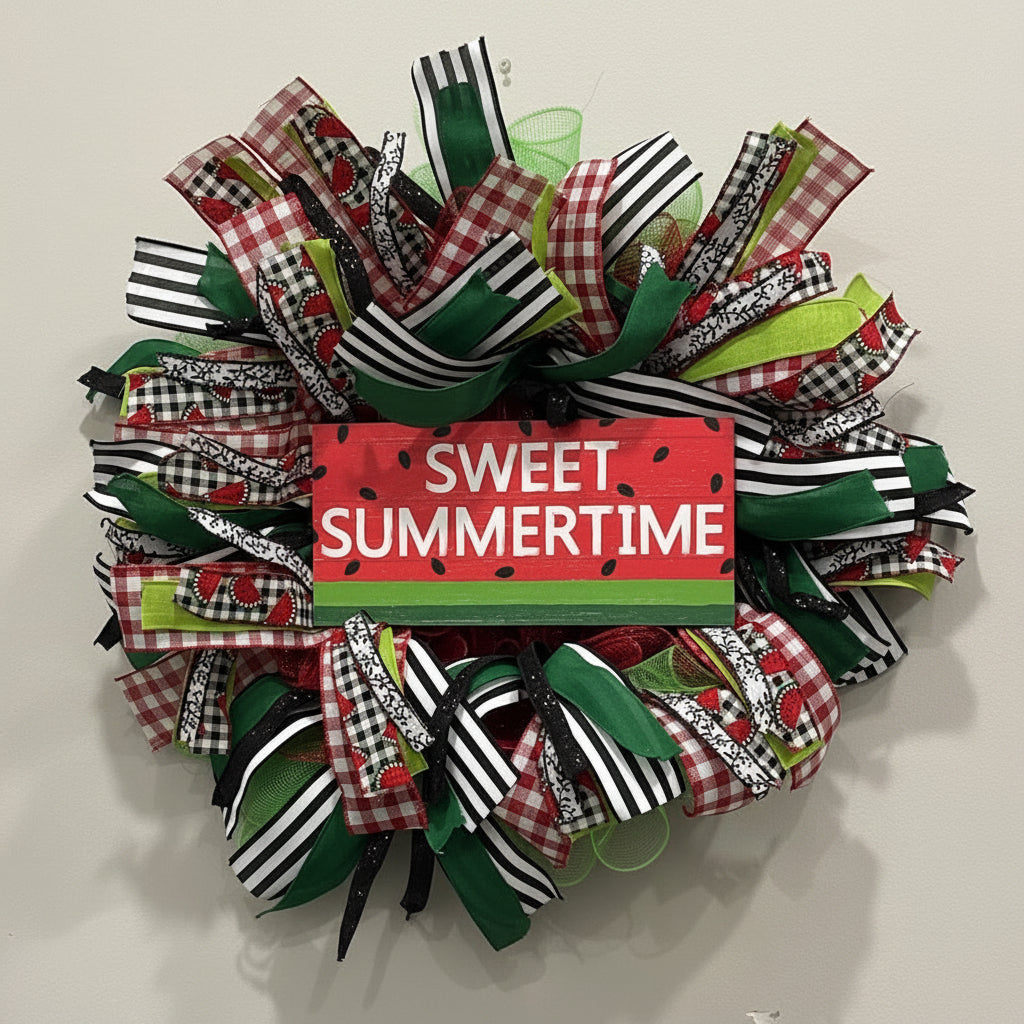 Sweet Summertime Watermelon Deco Mesh Wreath