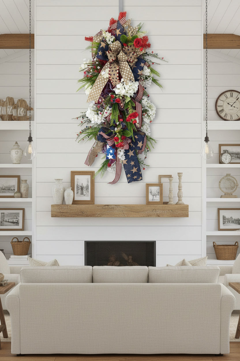 Patriotic Floral Door Swag