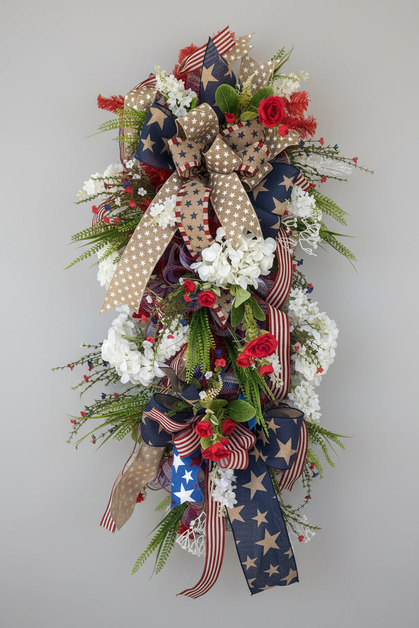 Patriotic Floral Door Swag