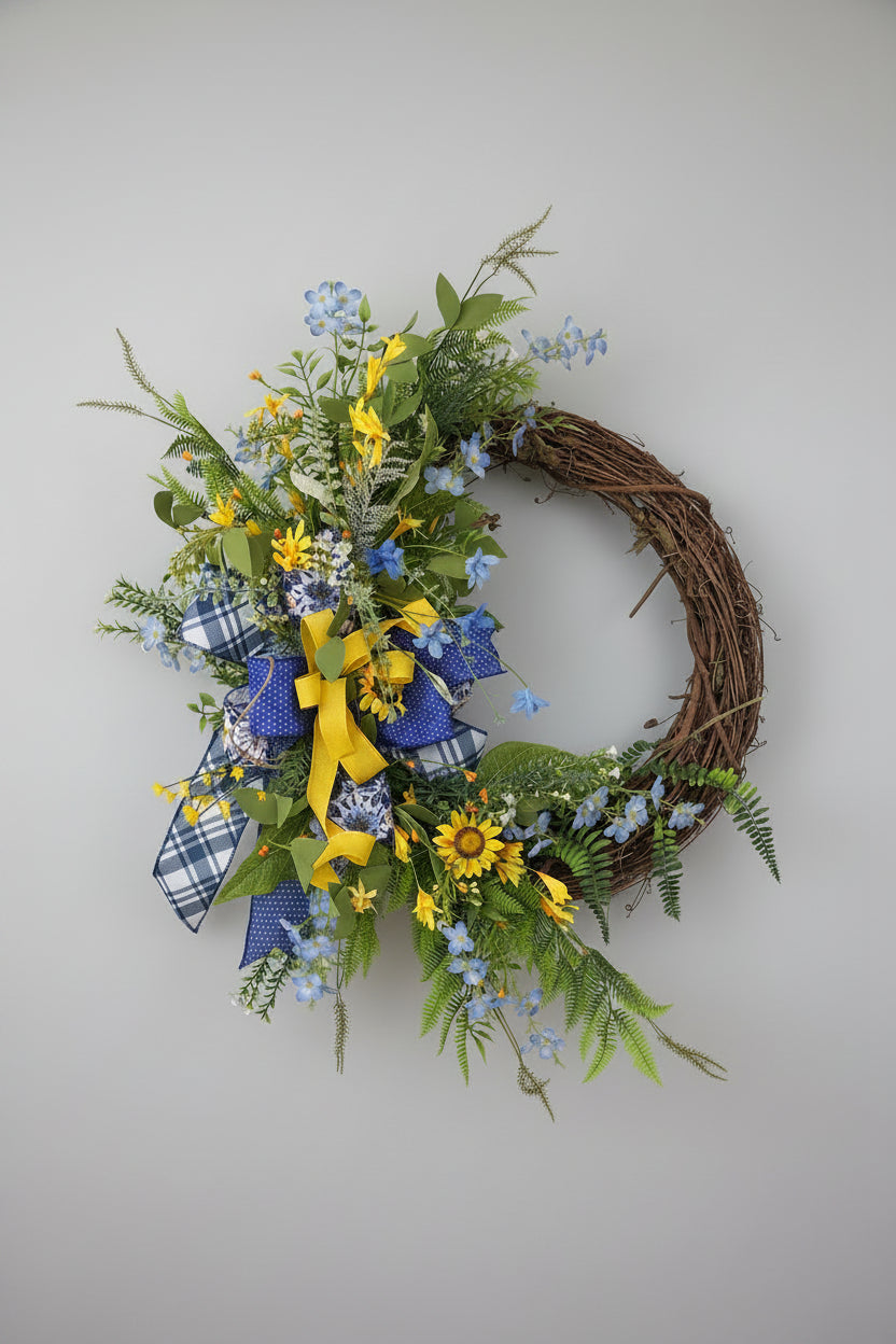 Wildflower Sunflower Garden Grapevine Wreath