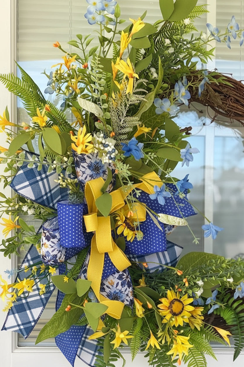 Wildflower Sunflower Garden Grapevine Wreath