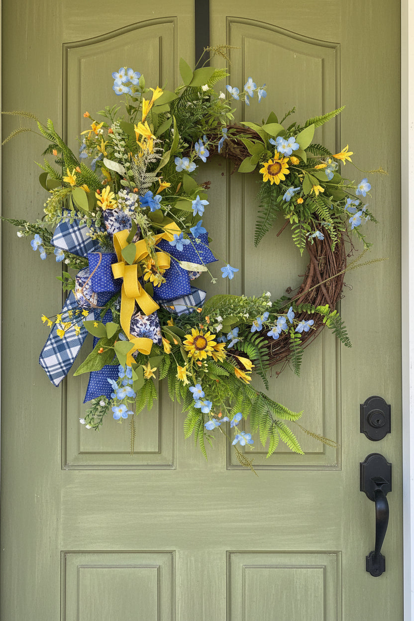 Wildflower Sunflower Garden Grapevine Wreath