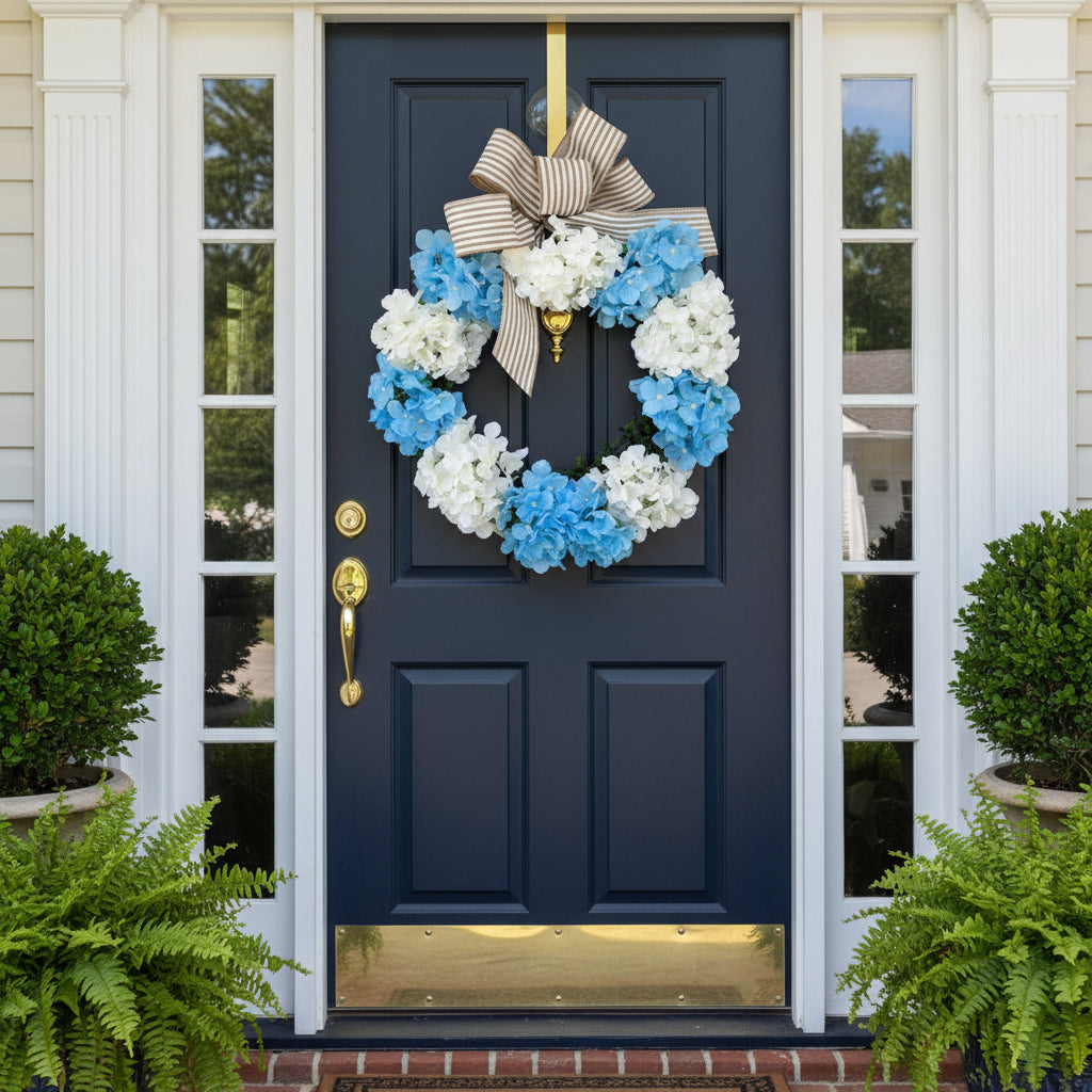 Blue & White Hydrangea Wreath