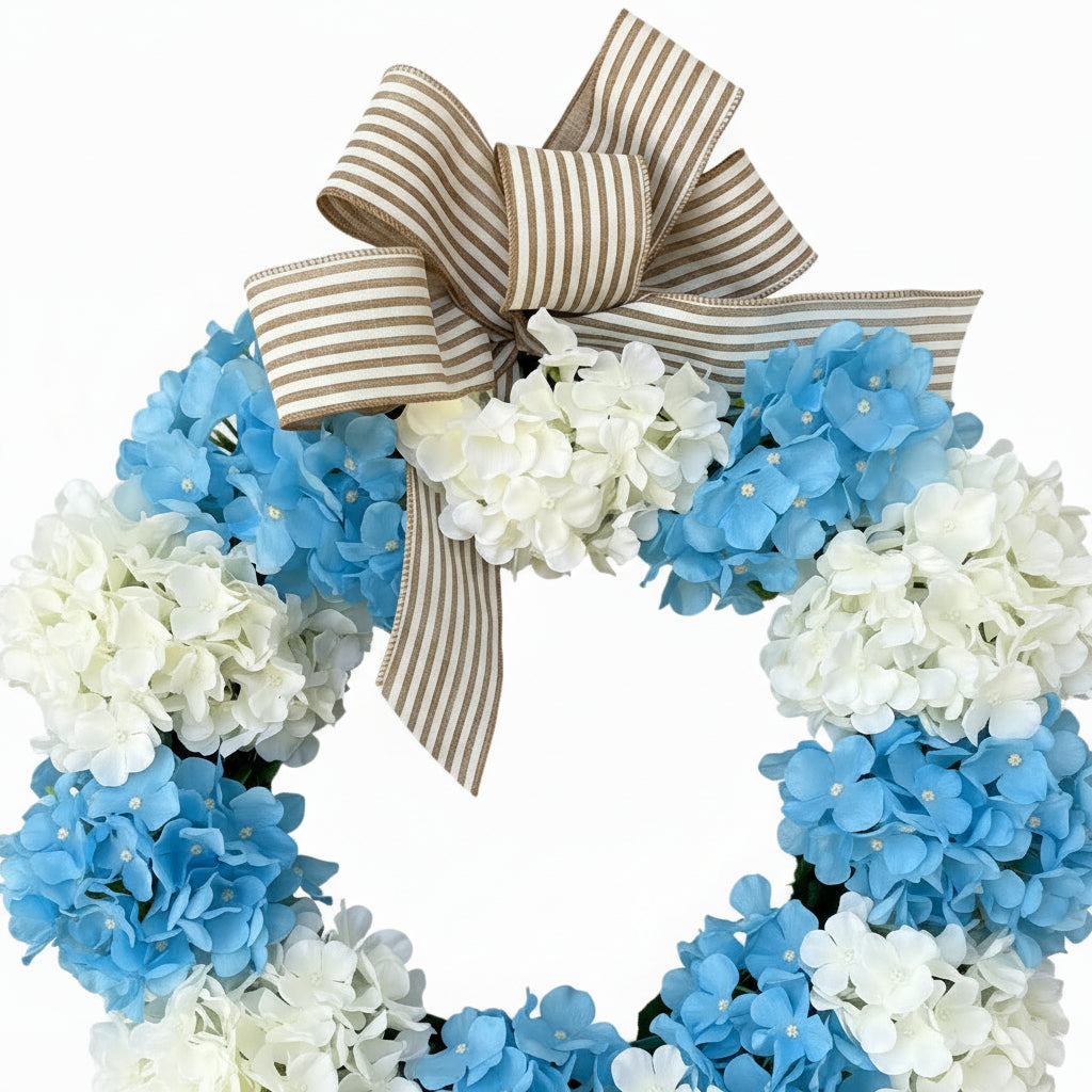 Blue & White Hydrangea Wreath