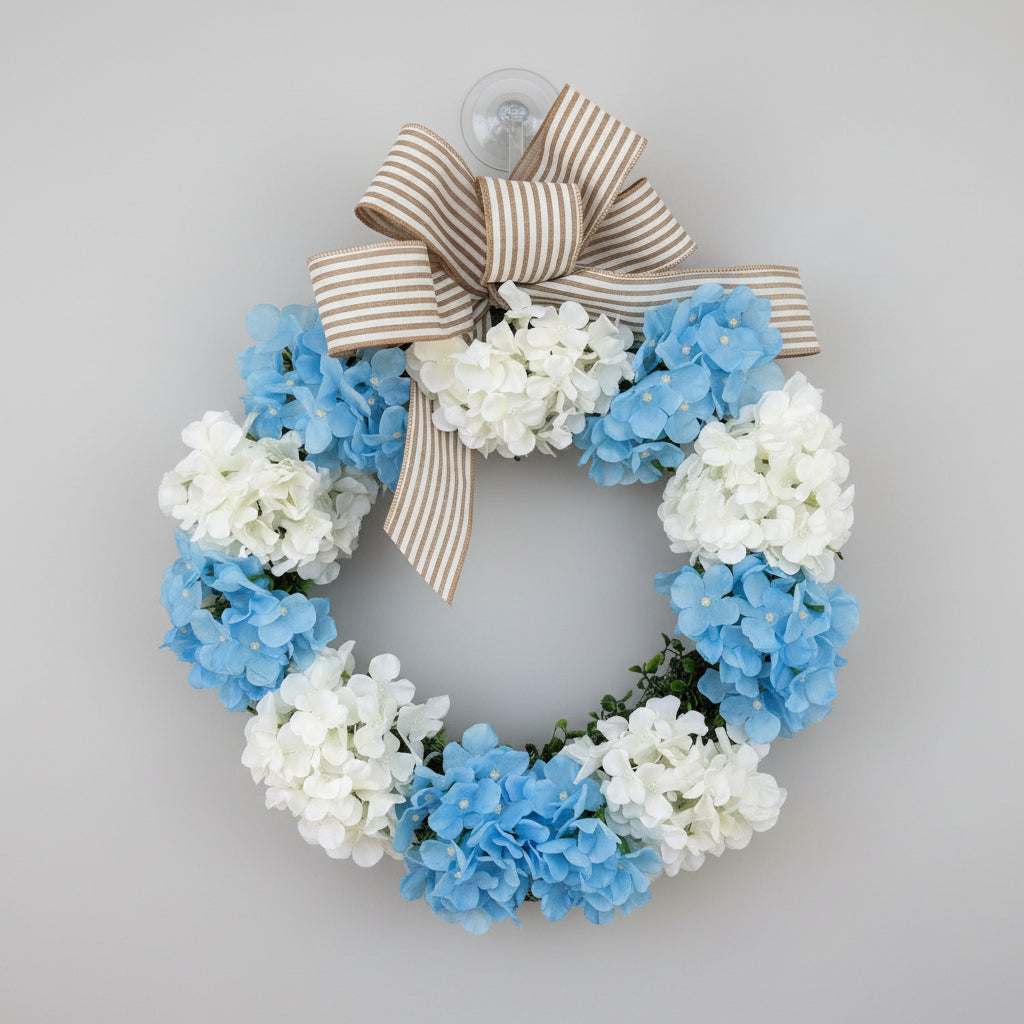 Blue & White Hydrangea Wreath