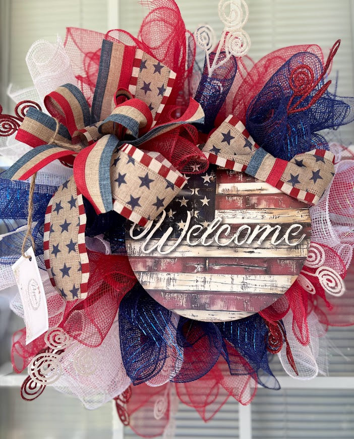 Red White & Blue Welcome Wreath