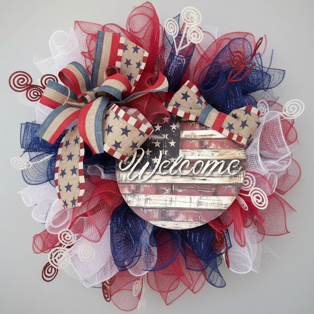 Red White & Blue Welcome Wreath