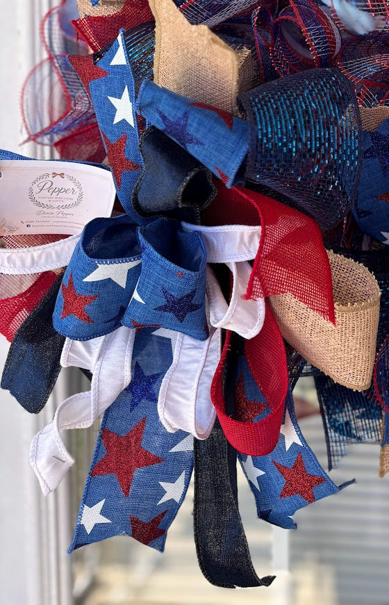 Patriotic Welcome Deco Mesh Wreath