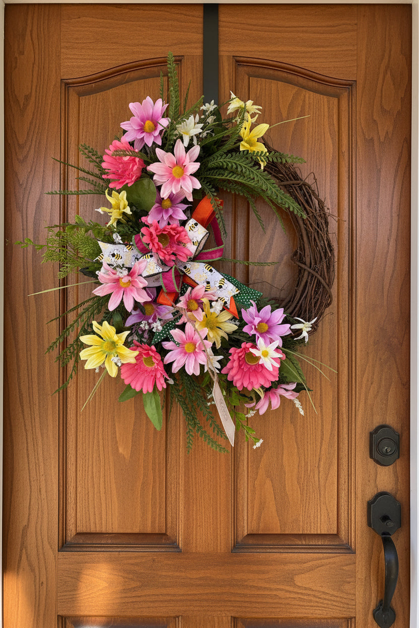 Wildflower Bee Grapevine Wreath