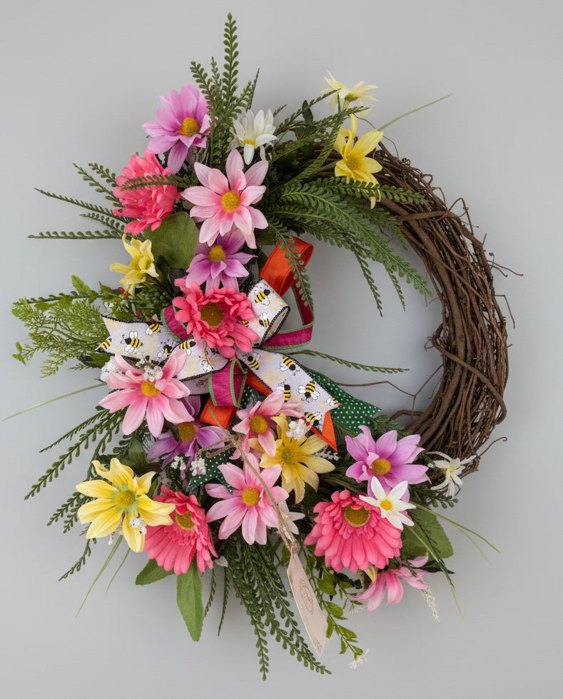 Wildflower Bee Grapevine Wreath