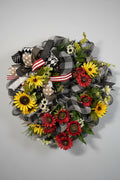 Black & White Sunflower Deco Mesh Wreath