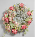 Pink Rose Garden Deco Mesh Wreath