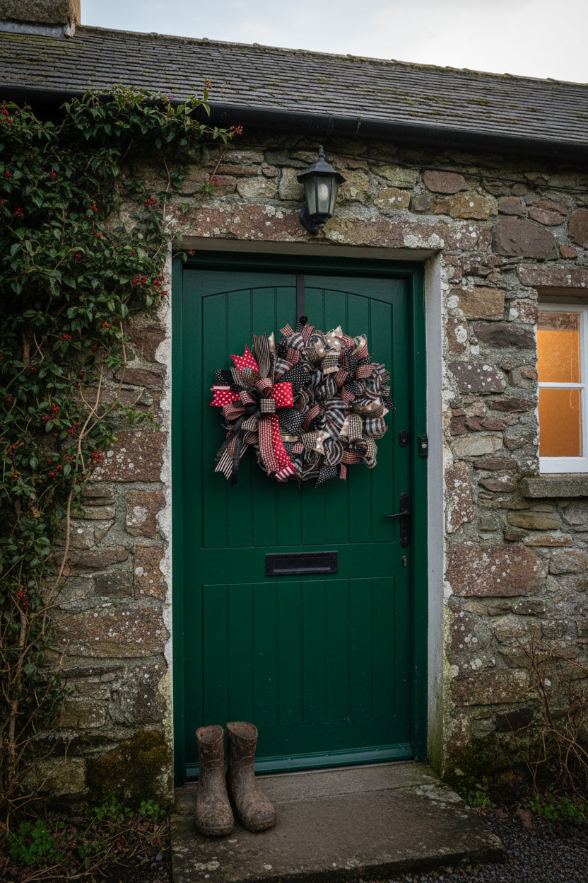 Black Red & Tan Buffalo Plaid Wreath