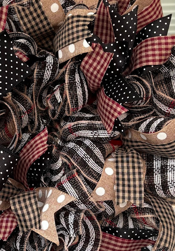 Black Red & Tan Buffalo Plaid Wreath