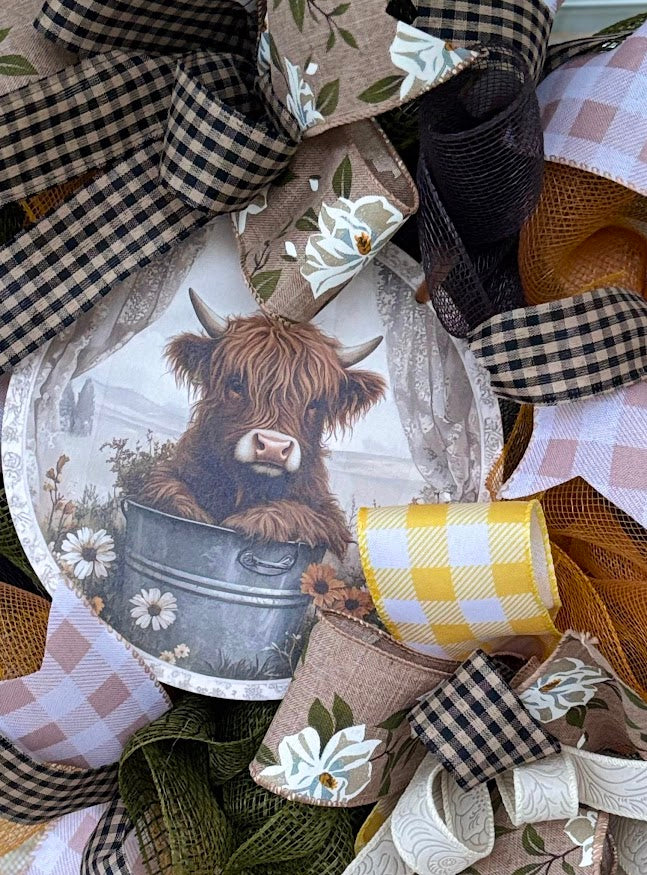 Highland Cow Bath Time Wreath