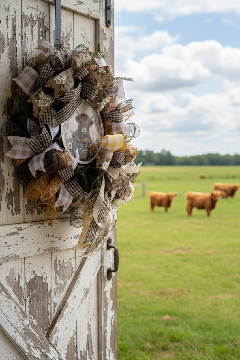 Highland Cow Bath Time Wreath