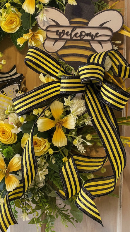 Floral Bee Welcome Wreath