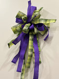 Purple & Green Plaid Ribbon Bow