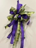 Purple & Green Plaid Ribbon Bow