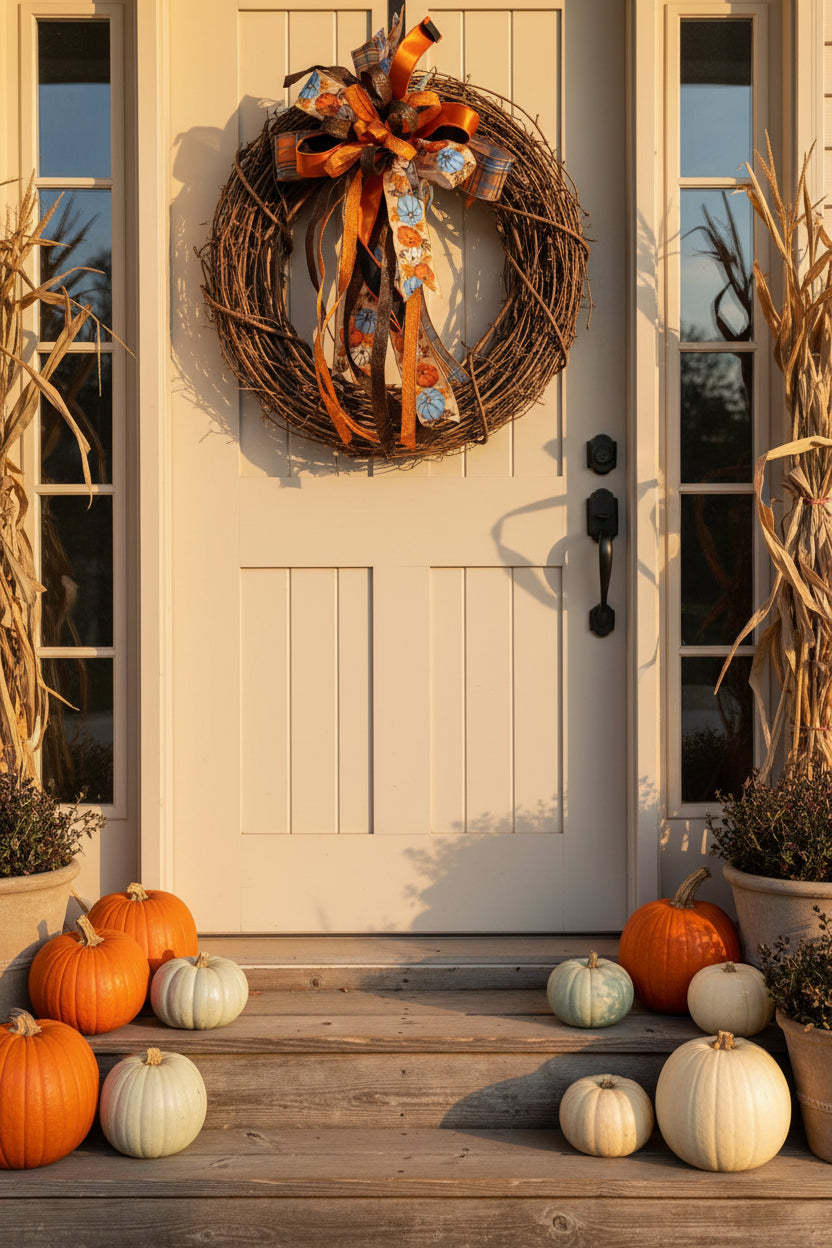 Harvest Pumpkin Ribbon Bow