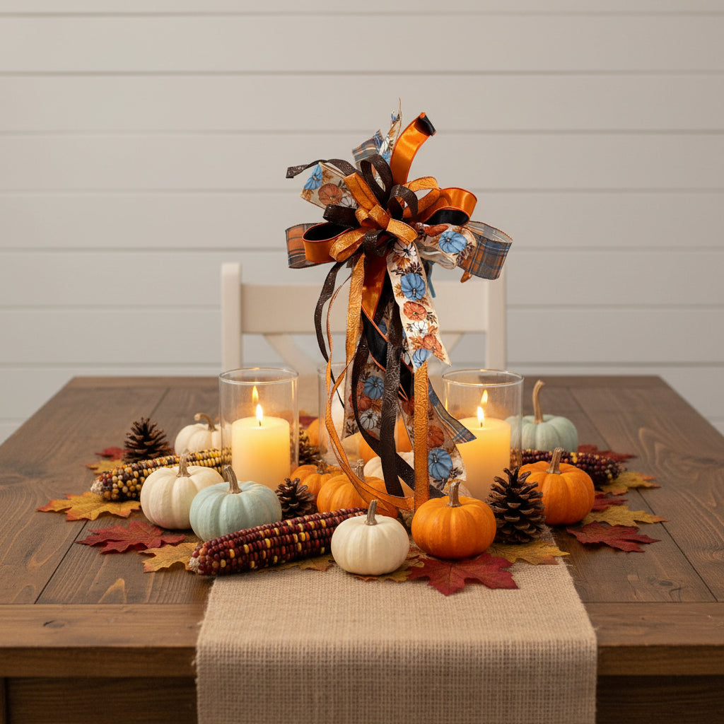 Harvest Pumpkin Ribbon Bow