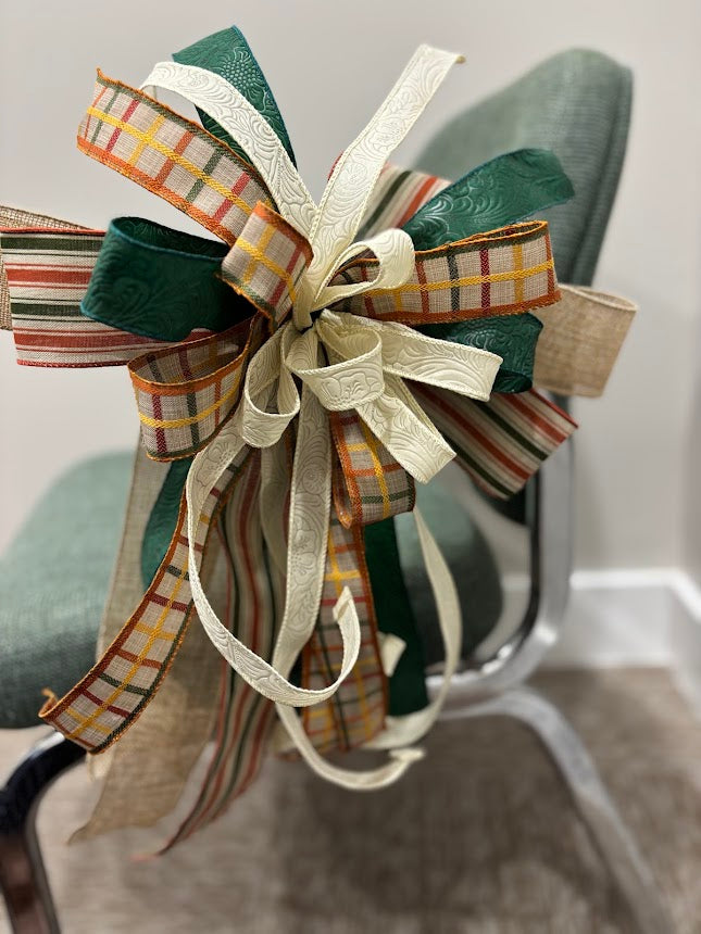 Hunter Green & Cream Plaid Bow