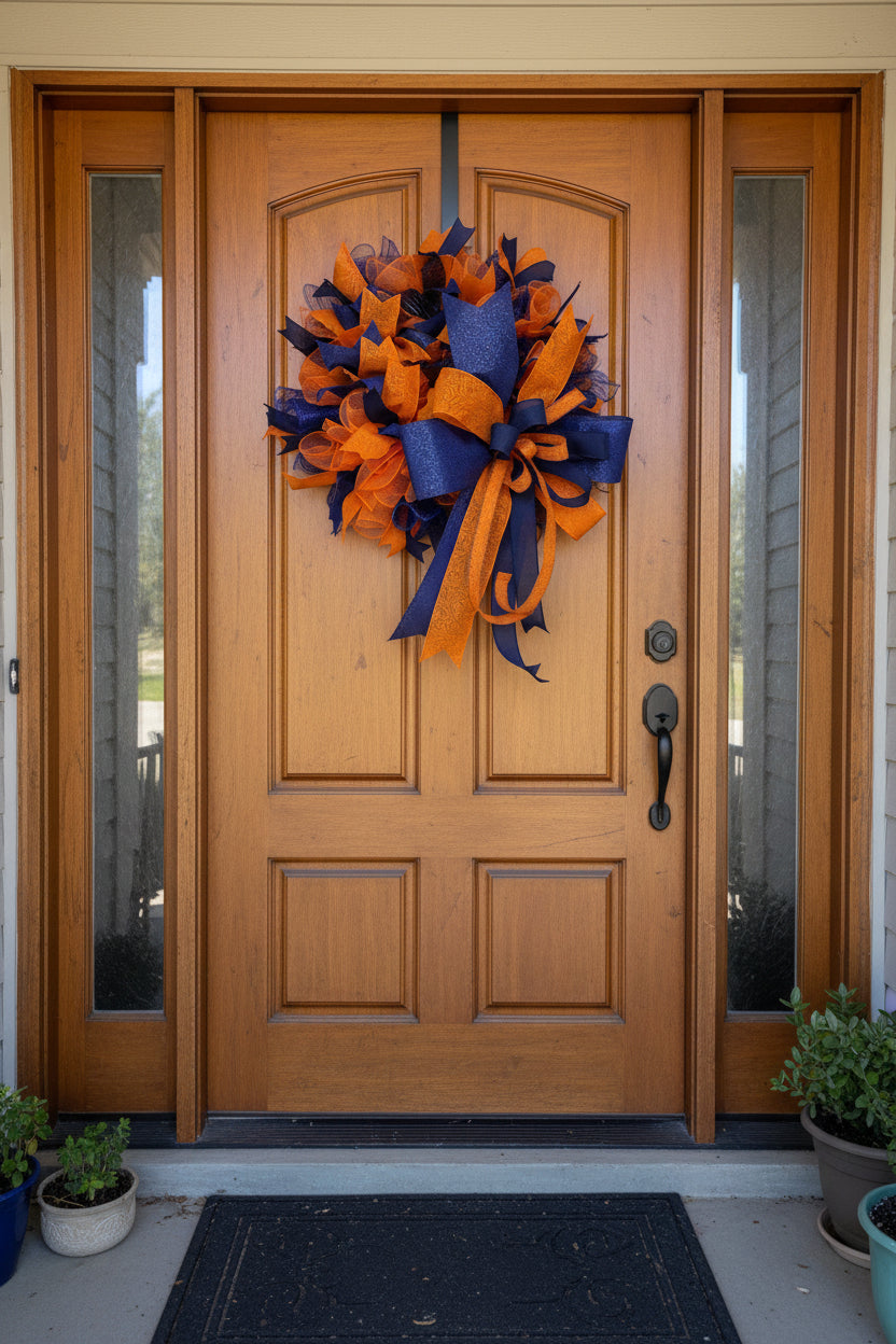 Navy & Orange Team Spirit Wreath