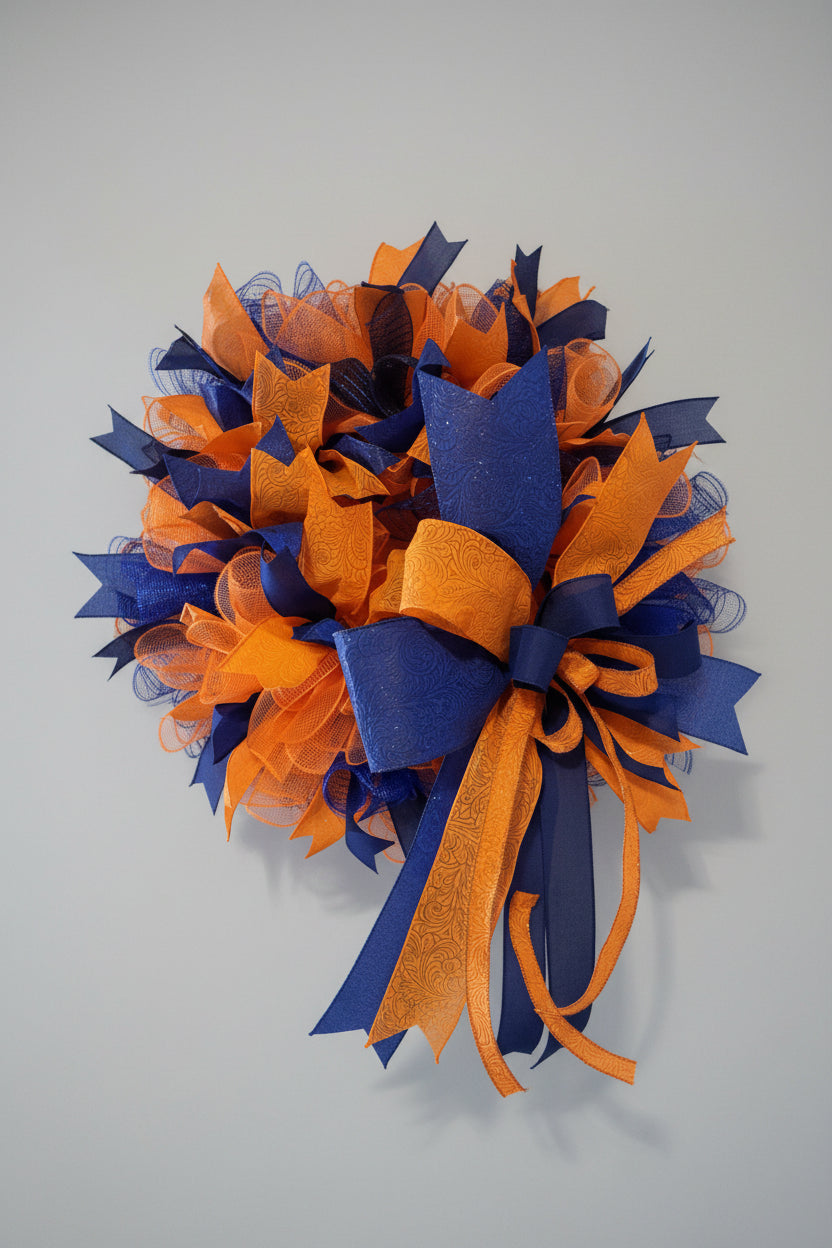 Navy & Orange Team Spirit Wreath