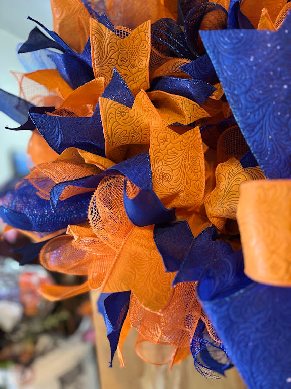 Navy & Orange Team Spirit Wreath