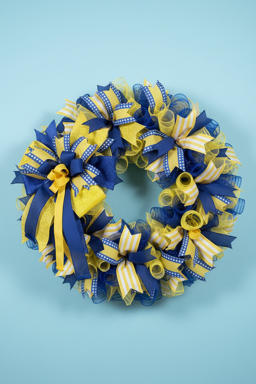 Blue & Gold Team Spirit Wreath
