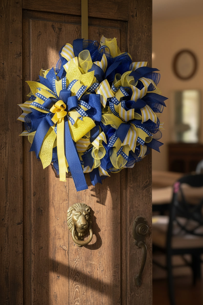 Blue & Gold Team Spirit Wreath