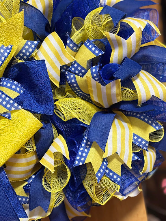 Blue & Gold Team Spirit Wreath