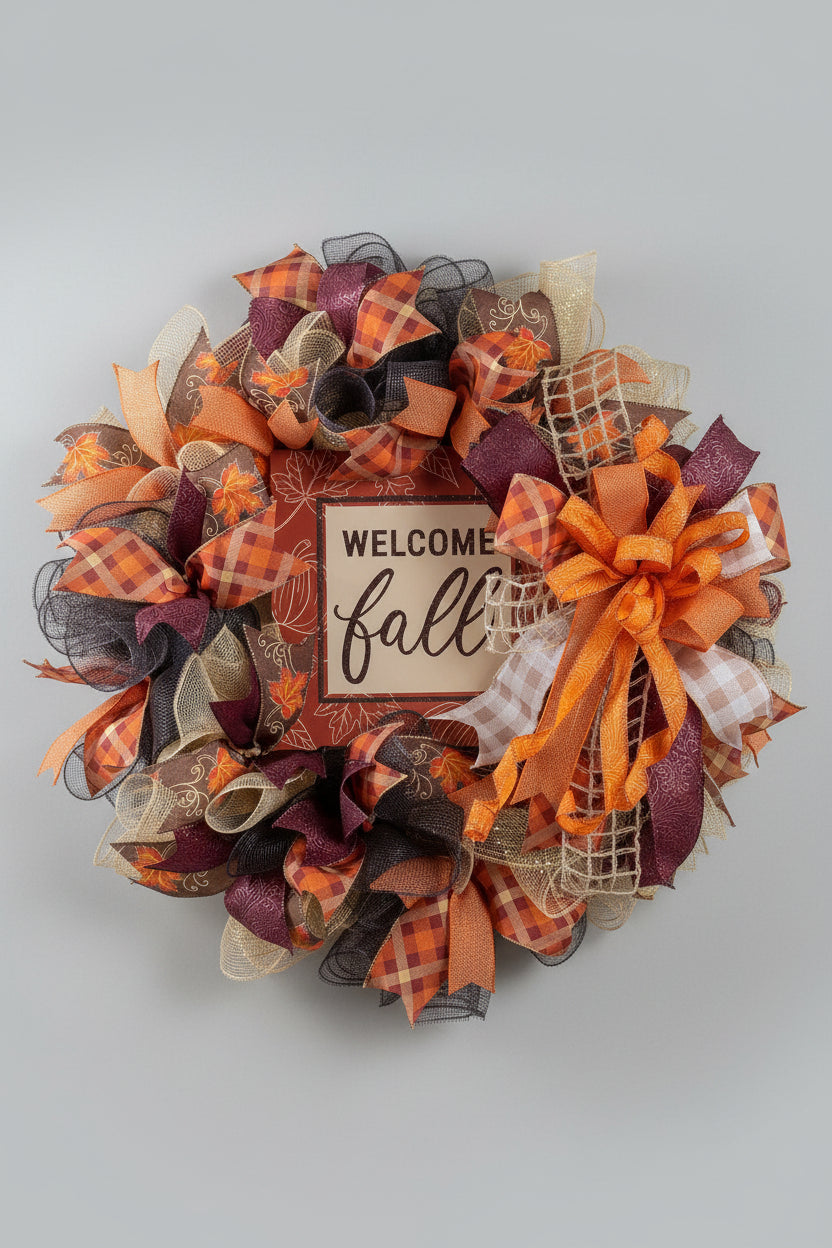 Welcome Fall Deco Mesh Wreath