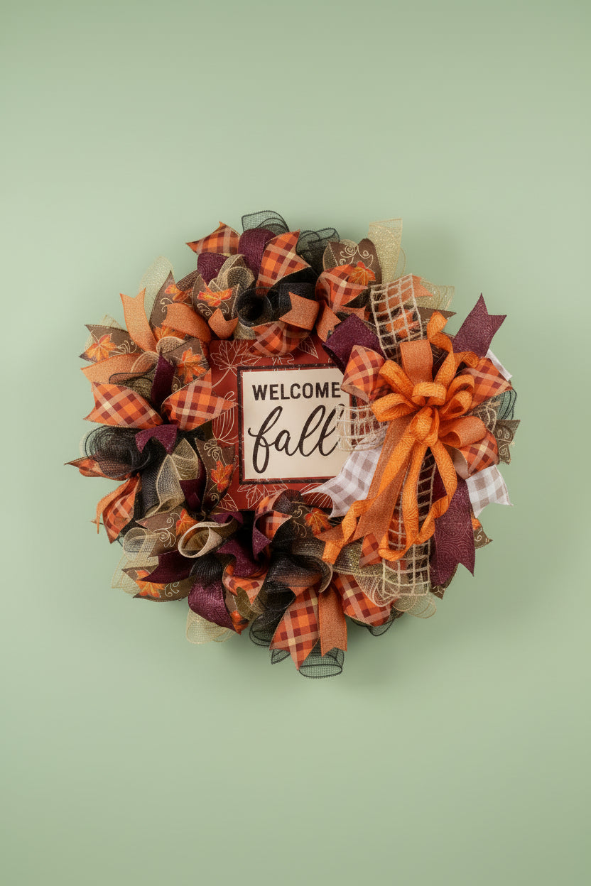 Welcome Fall Deco Mesh Wreath