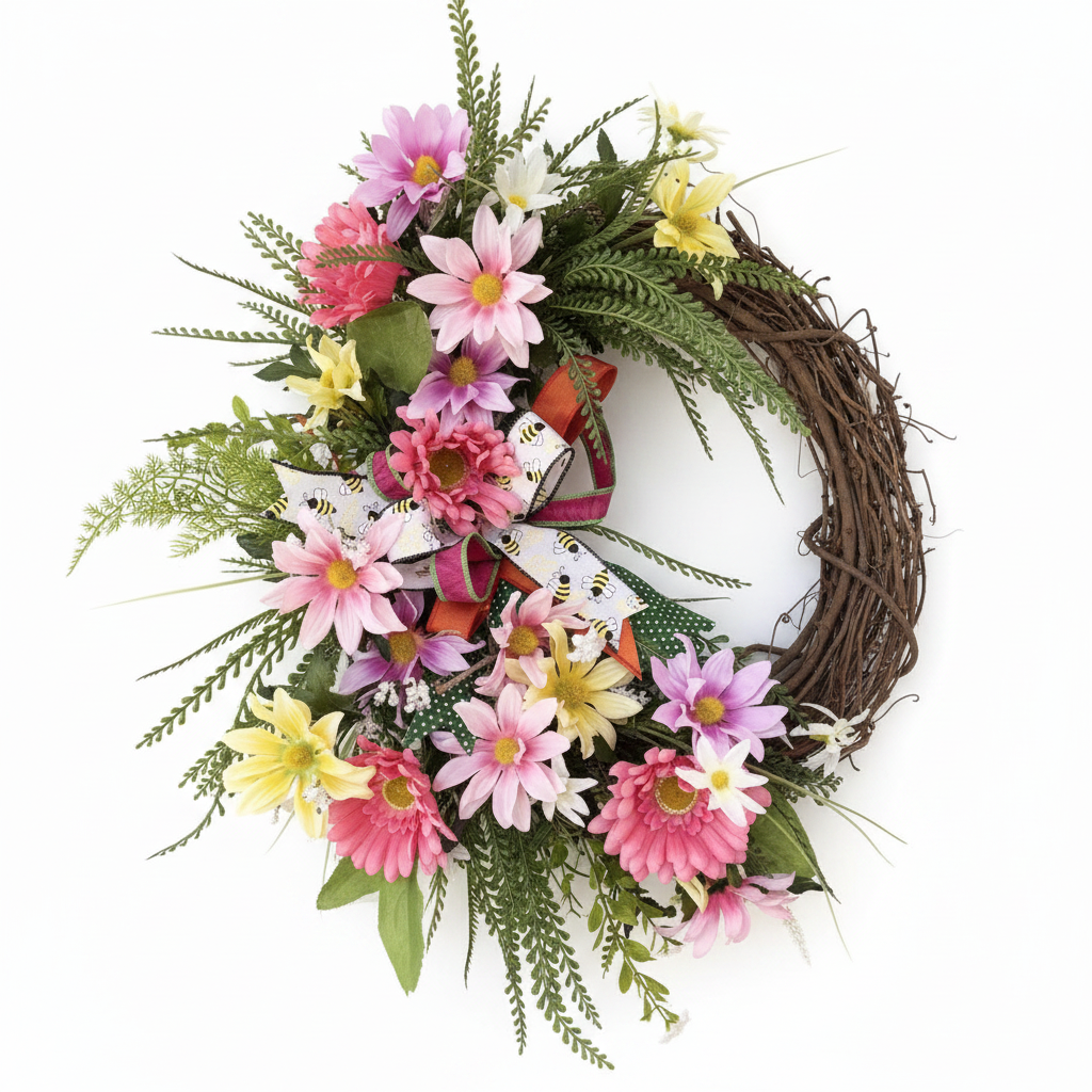 Wildflower Bee Grapevine Wreath