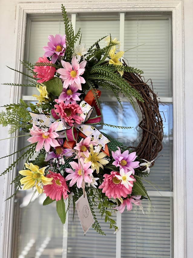 Wildflower Bee Grapevine Wreath
