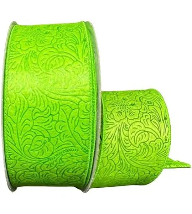 2.5" Lime Embossed Ribbon - 3 Yard Bundle