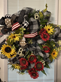 Black & White Sunflower Deco Mesh Wreath