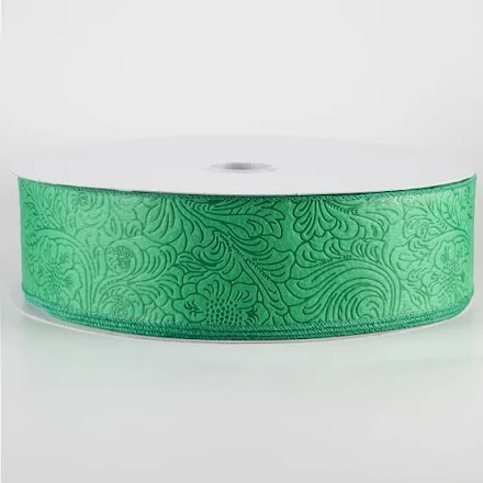 2.5" Emerald Embossed Ribbon - 3 Yard Bundle