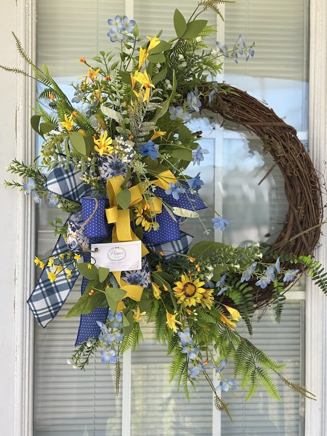 Wildflower Sunflower Garden Grapevine Wreath