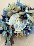 Birdhouse Hydrangea Deco Mesh Wreath