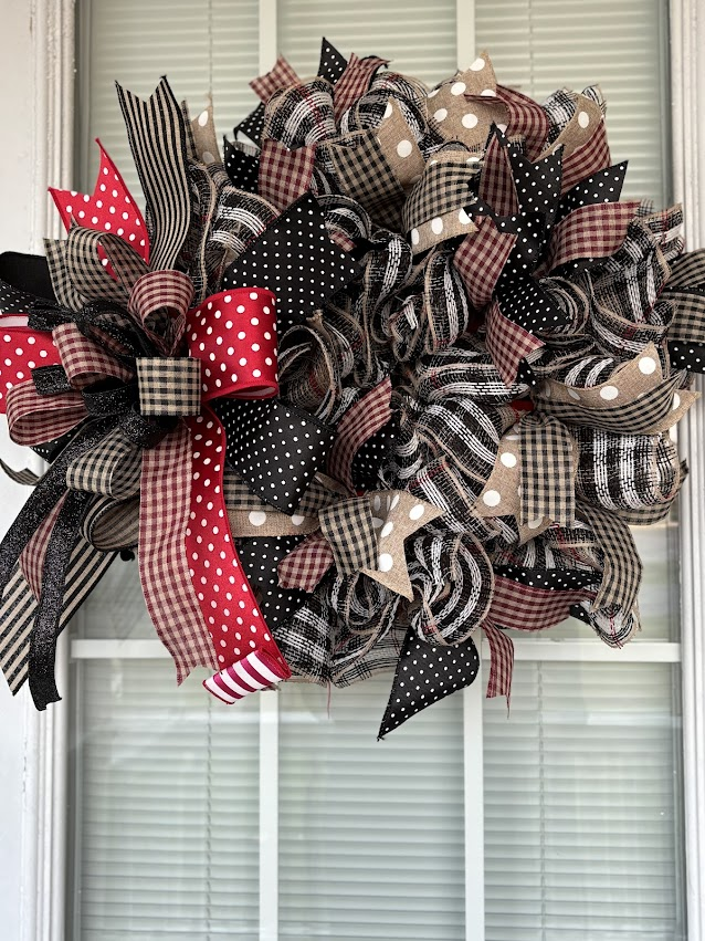 Black Red & Tan Buffalo Plaid Wreath