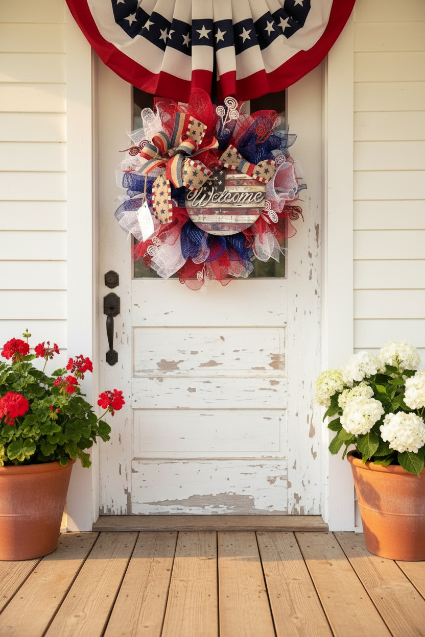 Red White & Blue Welcome Wreath