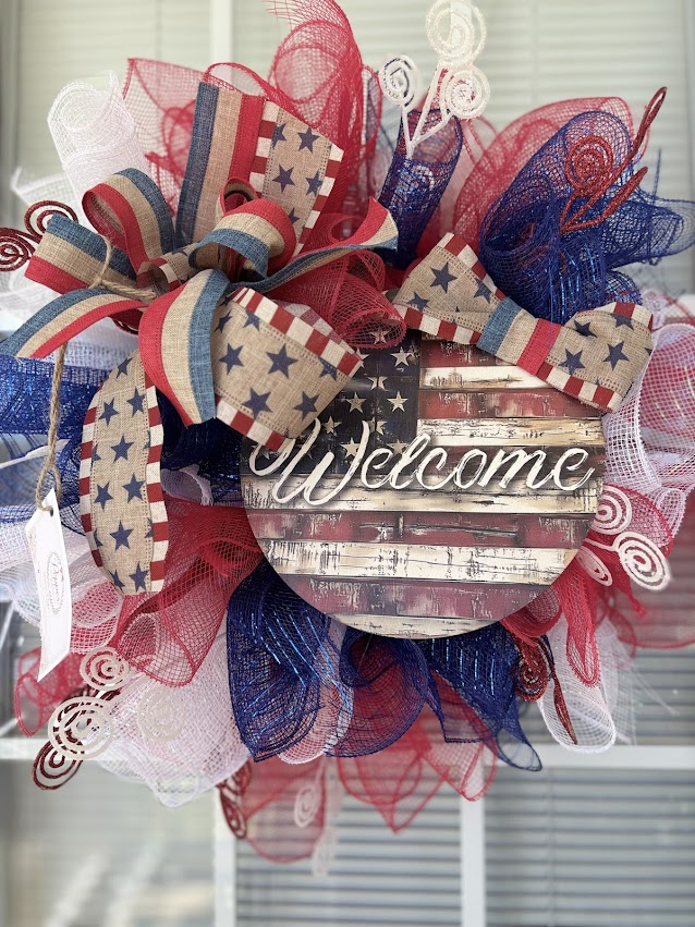 Red White & Blue Welcome Wreath