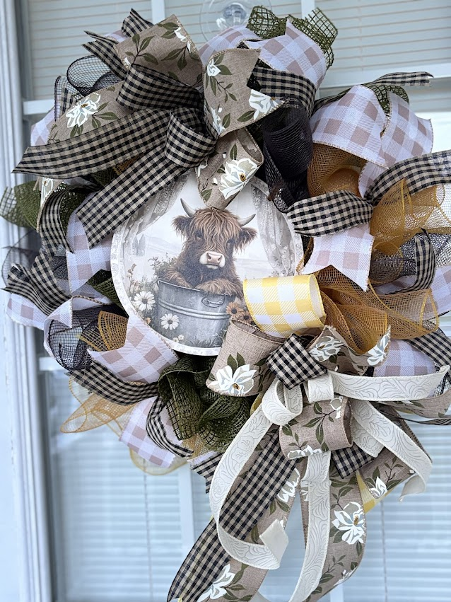 Highland Cow Bath Time Wreath