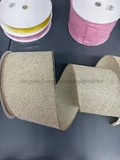 4" Ivory/Champagne Glitter Ribbon - 3 Yard Bundle
