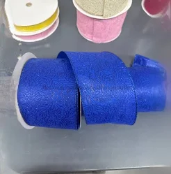 4" Royal Blue Embossed Glitter Ribbon - 3 Yard Bundle
