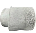 4" White Embossed Glitter Ribbon - 3 Yard Bundle